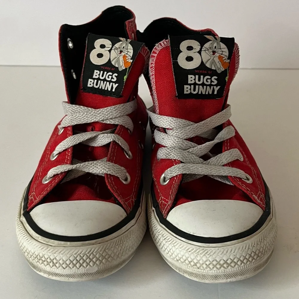 Converse x Looney Tunes Bugs Bunny Collaboration Red High Tops Size 13